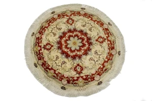 Cream Classic 4X4 Tabriz Persian Rug