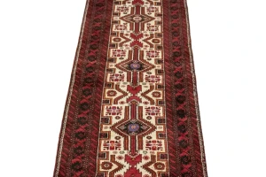 Vintage Ivory Tribal 3X13 Balouch Persian Runner Rug