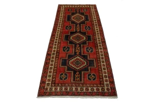 Vintage Red Tribal 5X11 Meshkin Persian Runner Rug