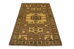 Vintage Khaki Tribal 4X7 Hamedan Persian Rug