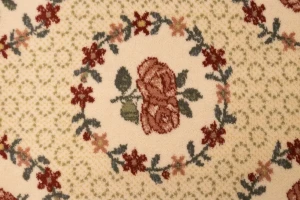 Cream Floral Machine-Made 5'5X8'6 Modern Rug