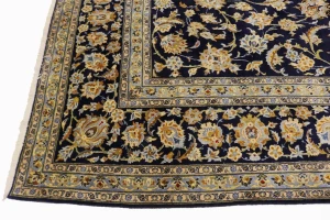 Vintage Dark Navy Traditional 11'6X17'4 Kashan Persian Rug