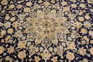 Vintage Dark Navy Traditional 11'6X17'4 Kashan Persian Rug