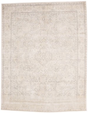 Antique Muted Beige Floral 9'9X12'4 Distressed Vintage Oriental Rug