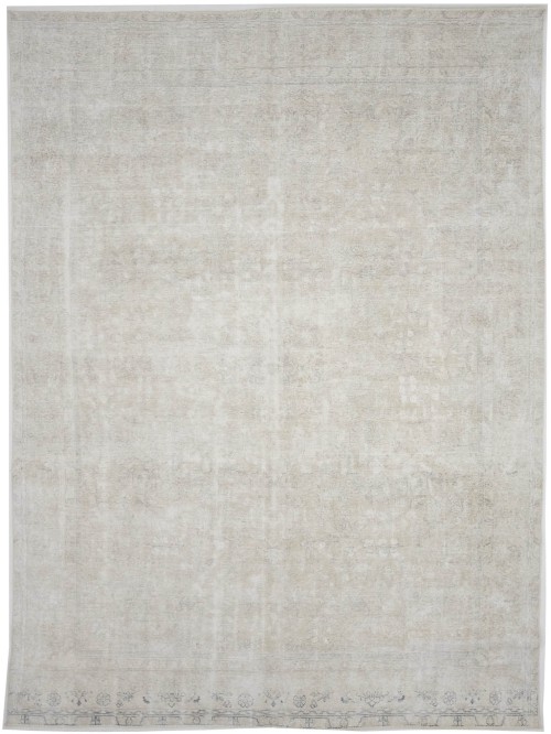 Antique Muted Beige Floral 9'2X12'5 Distressed Vintage Oriental Rug