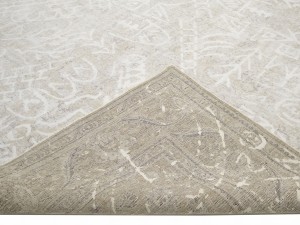 Antique Muted Beige Floral 9'6X12'3 Distressed Vintage Oriental Rug