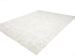 Antique Muted Beige Floral 9'6X12'3 Distressed Vintage Oriental Rug