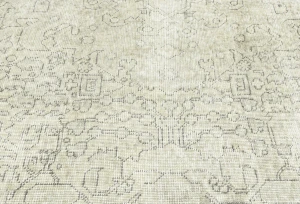 Antique Muted Beige Floral 5X8 Distressed Vintage Oriental Rug
