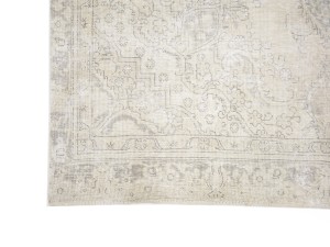 Antique Muted Beige Floral 8X11 Distressed Vintage Oriental Rug