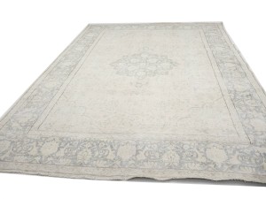 Antique Muted Beige Floral 10X14 Distressed Vintage Oriental Rug
