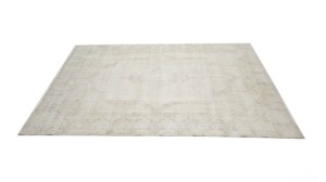 Antique Muted Beige Floral 10X13 Distressed Vintage Oriental Rug