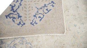 Antique Muted Beige Floral 9'5X13 Distressed Vintage Oriental Rug