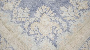 Antique Muted Navy Floral 10X13 Distressed Vintage Oriental Rug