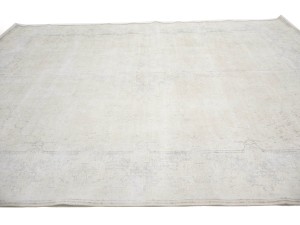 Antique Muted Beige Floral 10X13 Distressed Vintage Oriental Rug
