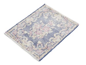 Antique Muted Navy Floral 1'7X2 Distressed Vintage Oriental Rug