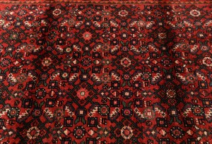 Vintage Red Tribal 2'9X12'5 Hossainabad Persian Runner Rug