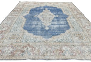 Antique Muted Floral 9X11'5 Distressed Vintage Oriental Rug