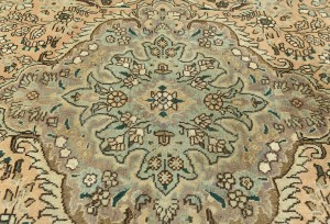 Semi Antique Muted Floral 7'5X11 Distressed Vintage Oriental Rug