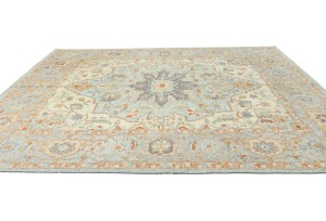 Light Blue Floral Oushak Peshawar 8X10 Pakistan Oriental Rug