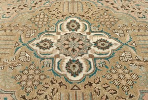 Antique Muted Rusty Peach Floral 10X13 Distressed Vintage Oriental Rug