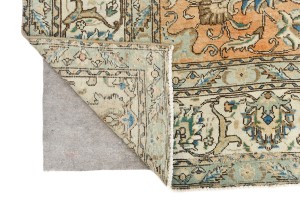 Semi Antique Muted Floral 8'4X10'9 Distressed Vintage Oriental Rug
