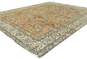 Semi Antique Muted Floral 8'4X10'9 Distressed Vintage Oriental Rug