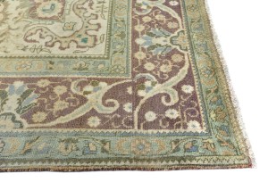 Muted Light Peach Semi Antique Floral 9'9X12'5 Distressed Vintage Oriental Rug