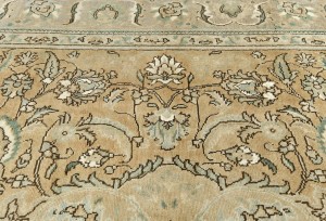 Muted Brown Semi Antique Floral 9'7X12'5 Distressed Vintage Oriental Rug