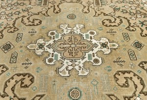 Semi Antique Muted Beige Floral 7'6X10'8 Distressed Vintage Oriental Rug