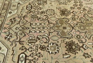 Semi Antique Muted Beige Floral 6'5X9'4 Distressed Vintage Oriental Rug