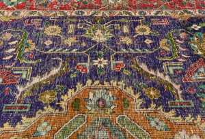 Semi Antique Muted Floral 9X12 Distressed Vintage Oriental Rug