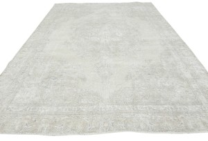 Muted Beige Antique Floral 8'3X10'9 Distressed Vintage Oriental Rug