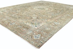 Antique Muted Floral 10X13 Distressed Vintage Oriental Rug