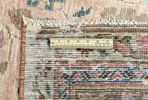 Muted Light Salmon Antique Floral 7'5X10 Distressed Vintage Oriental Rug