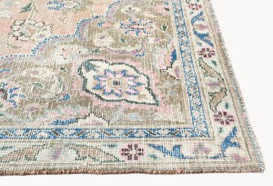 Muted Light Salmon Antique Floral 7'5X10 Distressed Vintage Oriental Rug