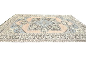 Antique Muted Floral 8'6X12'4 Distressed Vintage Oriental Rug