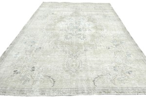 Muted Beige Antique Floral Traditional 6X9 Distressed Vintage Oriental Rug