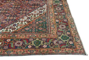Semi Antique Floral Traditional 6'6X9'3 Distressed Vintage Oriental Rug