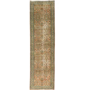 Semi Antique Floral Traditional 3'4X12'7 Vintage Oriental Runner Rug
