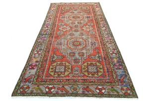 Semi Antique Tribal Pictorial 4'5X9'4 Vintage Runner Oriental Rug