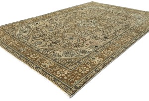 Semi Antique Muted Floral 6'3X9'5 Distressed Vintage Oriental Rug