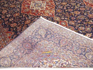 Semi Antique SignedTraditional Purple-navy 10X14 Kashan  Rug