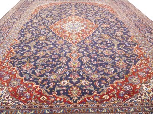 Semi Antique SignedTraditional Purple-navy 10X14 Kashan  Rug