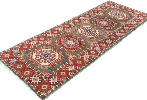 Gray Tribal Geometric 2X5'5 Kazak Pakistan Oriental Runner Rug