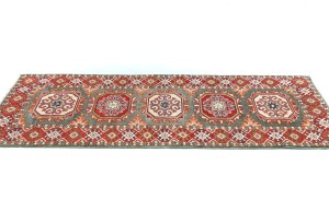 Gray Tribal Geometric 2X5'5 Kazak Pakistan Oriental Runner Rug