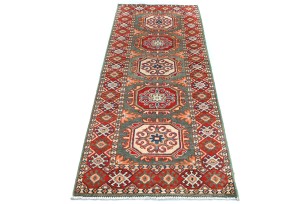 Gray Tribal Geometric 2X5'5 Kazak Pakistan Oriental Runner Rug