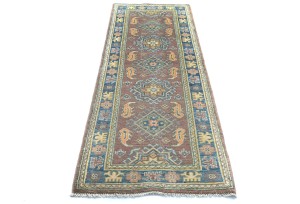 Pastel Brown Tribal Geometric 2X6 Kazak Pakistan Oriental Runner Rug