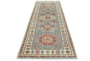 Light Gray Tribal Geometric 3X8 Kazak Pakistan Oriental Runner Rug