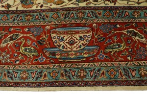 Semi Antique Cream Pictorial 10X14 Tabriz Persian Rug