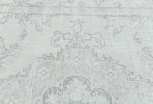 Antique Muted Beige Floral 6X9 Distressed Vintage Oriental Rug
